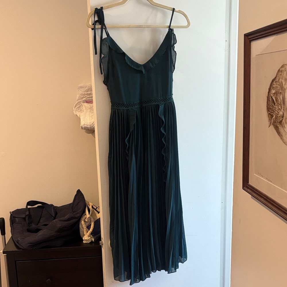 Lulu's Teal Ruffle Midi Dress